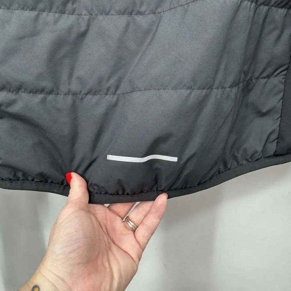 Nike THERMA-FIT Gray Black Quilted Full Zip Jacket Thumbholes Womens XS